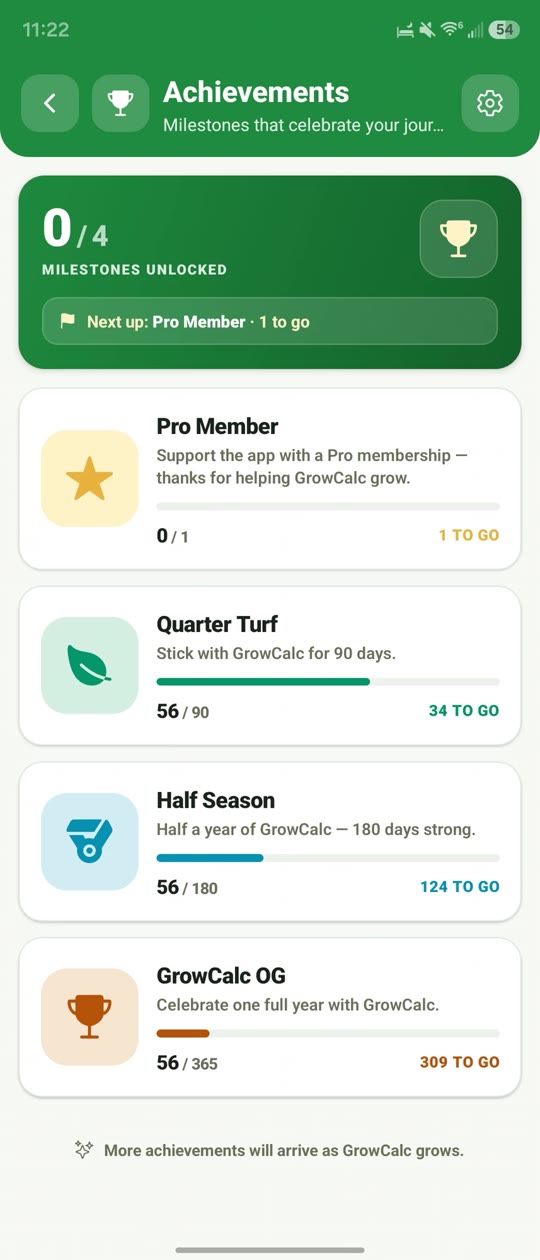 Achievements screen